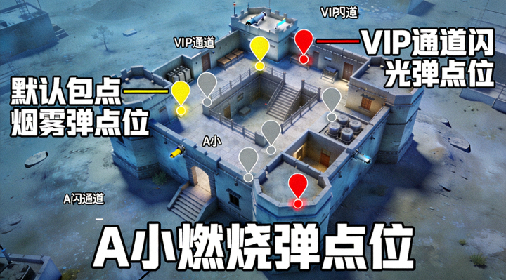 CSGO 荒漠迷城 A 点投掷物点位 3D 教学示意图