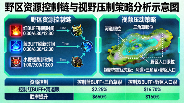 野区资源控制链与视野压制策略分析示意图
